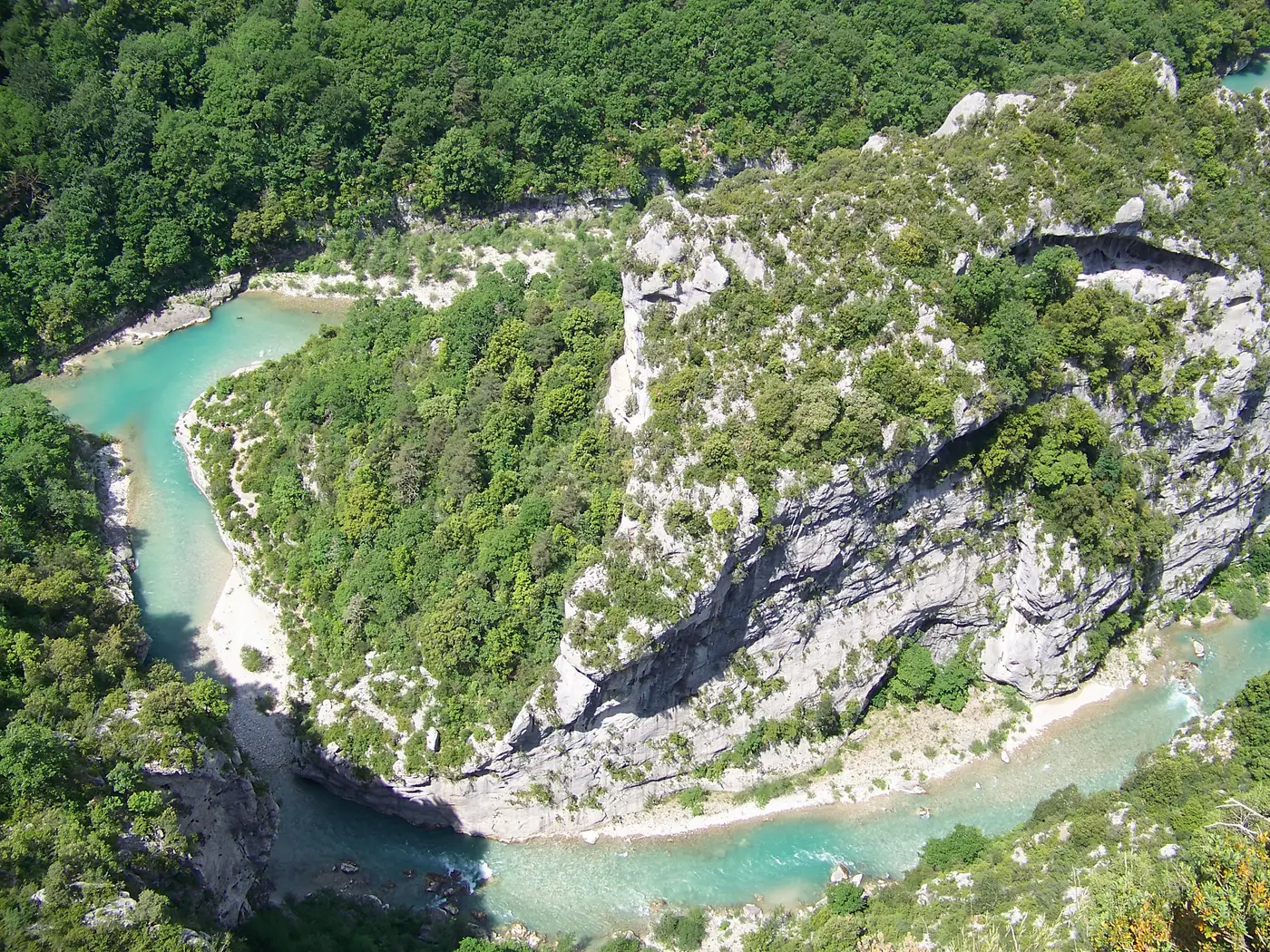 Le méandre en fer à cheval de la Mescla vu des Balcons de la Mescla, Gorges du Verdon